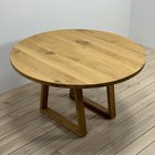 Solid Wood Natural Oak Round Table Trapezium Legs