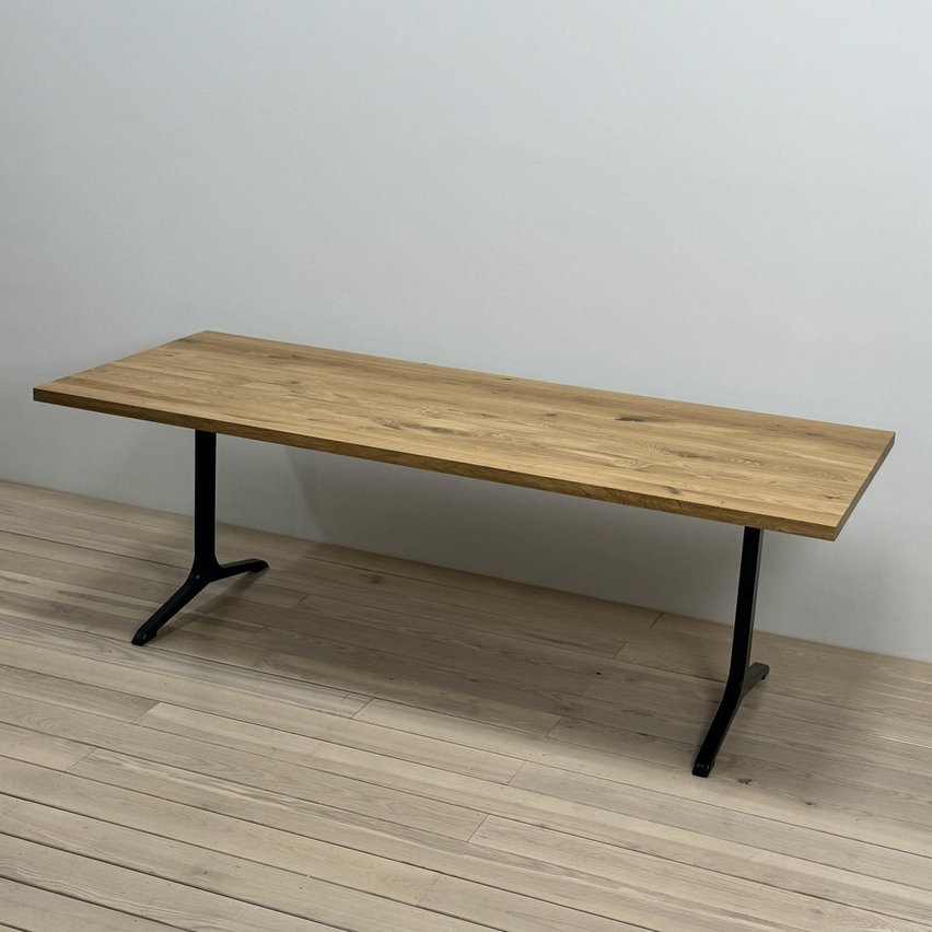 Solid Wood Natural Oak Table with Custom Casting Legs